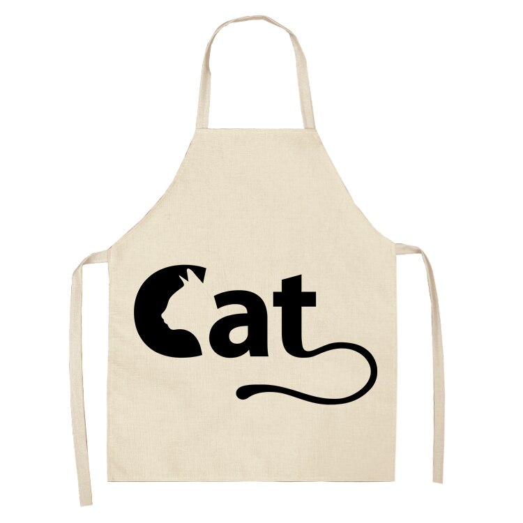 Cat Kitchen Aprons For Women Cotton Linen Bibs Household Cleaning Pinafore Home Cooking Apron kids kitchen barber - Korvel