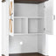 76 Inch Tall Farmhouse Kitchen Faux Rattan Wine Cabinet, Kitchen Bar Cabinet with Square Compartments and Shelves - Korvel