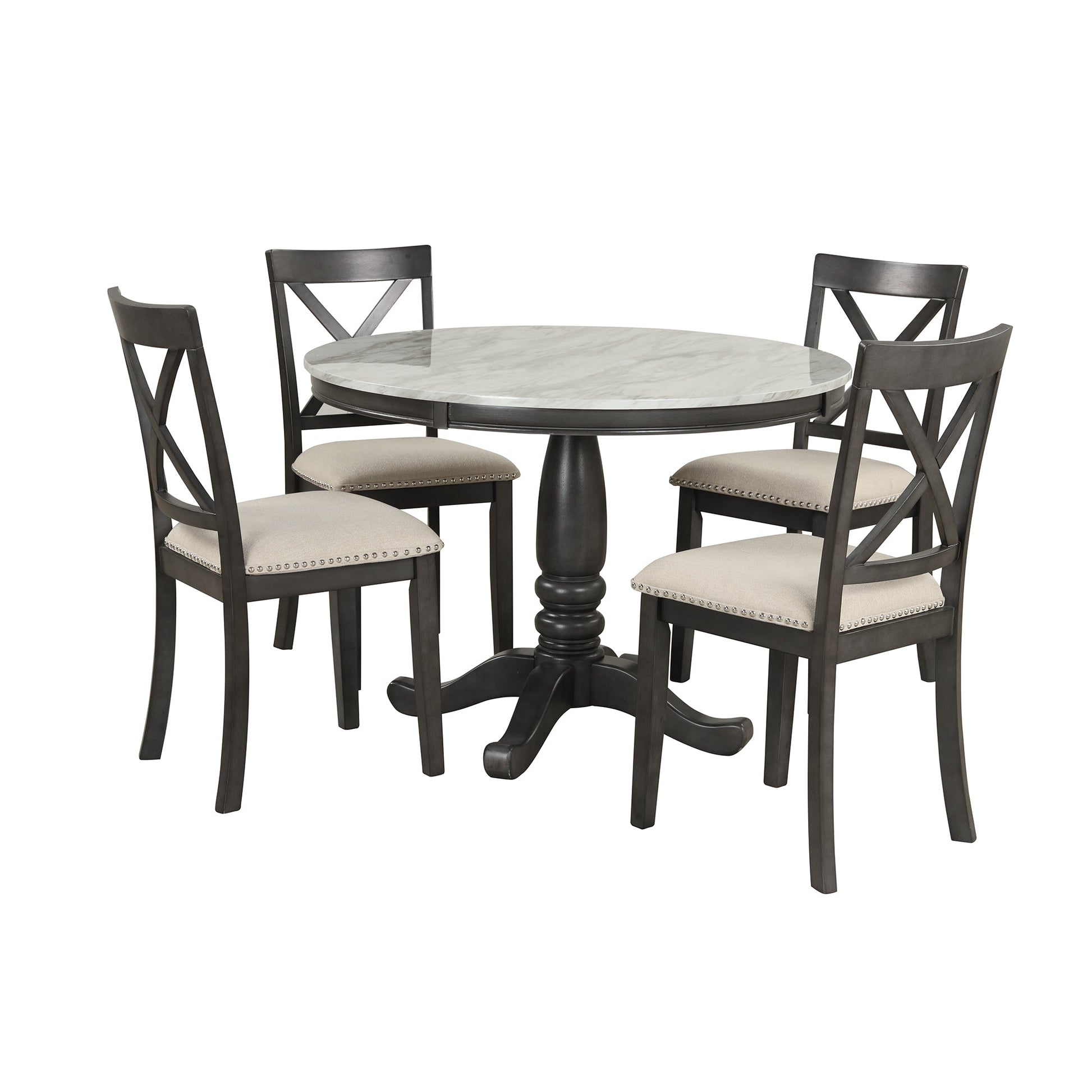 Orisfur 5 Pieces Dining Table and Chairs Set for 4 Persons Kitchen Room Solid Wood Table with 4 Chairs - Korvel
