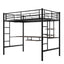 Loft Bed with Desk and Shelf   Space Saving Design Full Black - Korvel