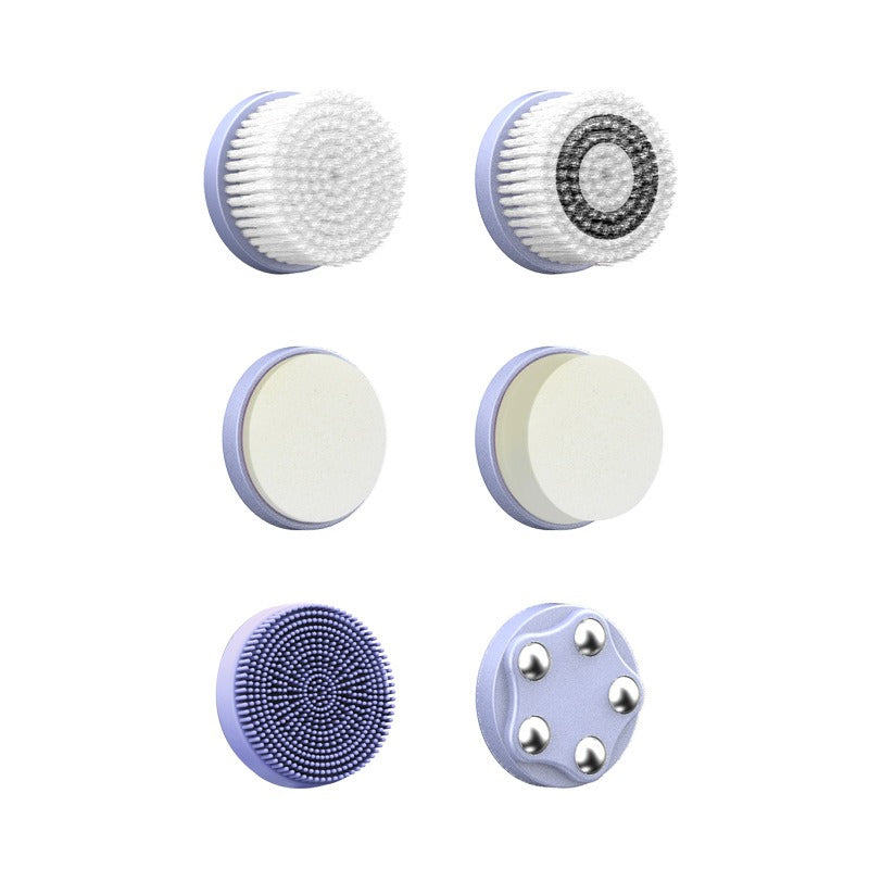 6-In-1 Hot And Cold Facial Cleanser Display Cleansing Brush Ultrasonic Facial Cleanser Pore Cleaning Silicone Beauty Instrument - Korvel