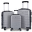 Luggage Suitcase 3 Piece Sets Hardside Carry-on luggage with Spinner Wheels 20"/24"/28" Silver+Grey + ABS - Korvel