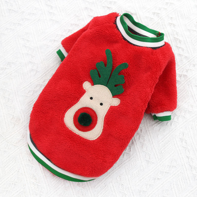 Pet Christmas Clothes Coral Down Dog Sweater Dog Goes Out Christmas Clothes Cats - Korvel