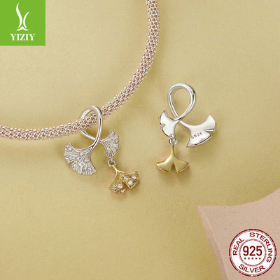 Silver Ginkgo Leaf Pendant - Premium DIY Charm