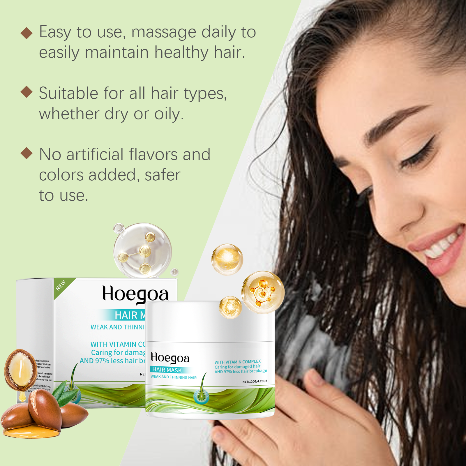 Nourishing Hair Mask Moisturizes And Moisturizes Hair, Fluffy, Soft, And Glossy Hair Mask - Korvel