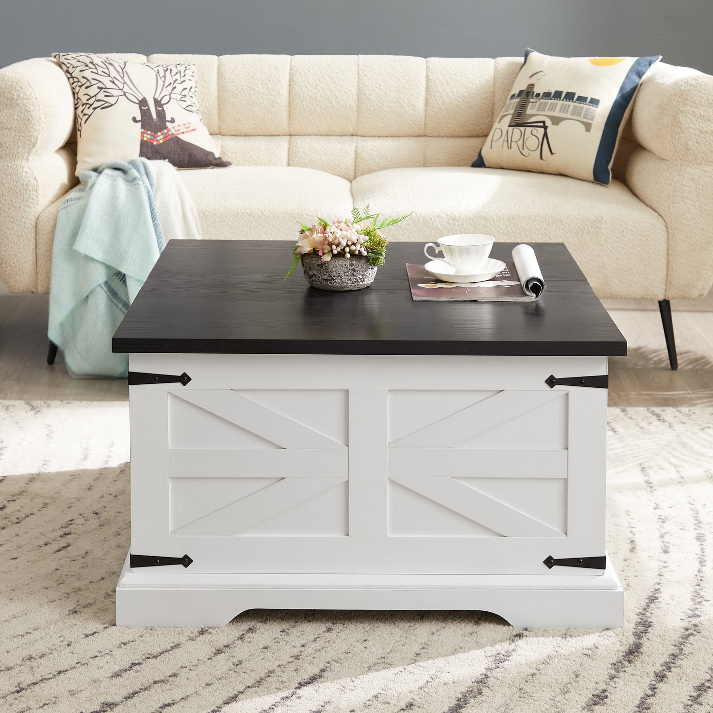Rustic Farmhouse Coffee Table with Lift Top