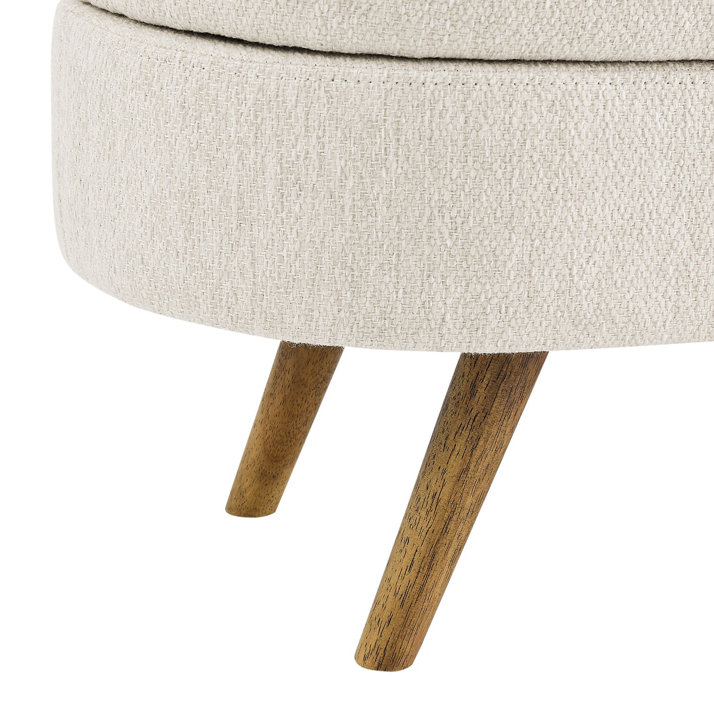Ottoman Oval Storage Bench Rubber Wood Legs Beige(43.5"x16"x16") - Korvel