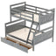 Twin over Full Bunk Bed with Ladder Two Storage Drawers  Safety Guardrail  Gray - Korvel