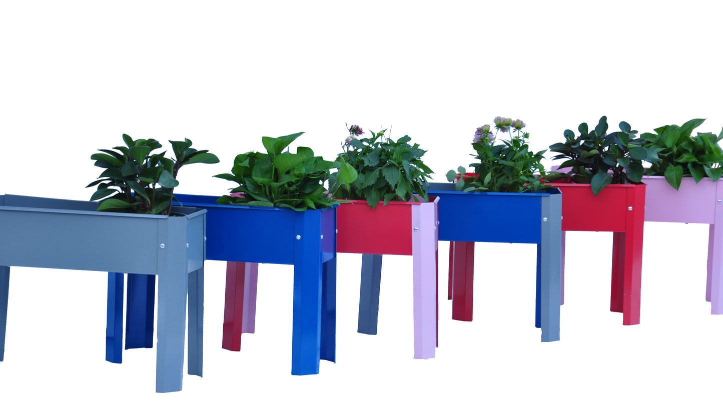 Elevated garden bed metal elevated outdoor flowerpot box suitable for backyard and terrace large flowerpot flower(Blue*2） - Korvel