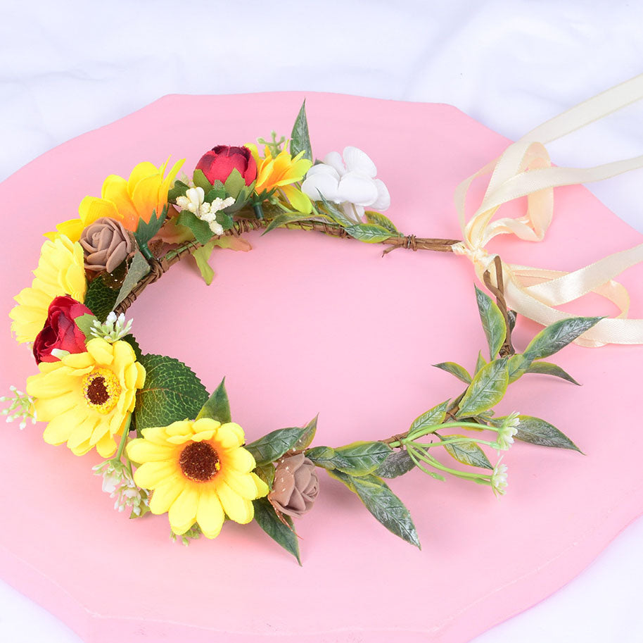 Korean style flower garland headwear sunflower children's performance scenic area decoration headwear hair accessories sunflower - Korvel
