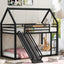 Twin over Twin House Bunk Bed with Ladder and Slide,Black - Korvel