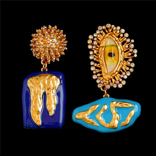 Retro Devil's Eye Nose Mouth Earrings Oil Drip for Women Jewelry Heavry Metal 2024 New Europe High Quality Eegant Gifts - Korvel