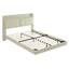 Large floating bed frame with storage headboard, touch sensor, night light and USB charger, padded platform bed, beige color - Korvel