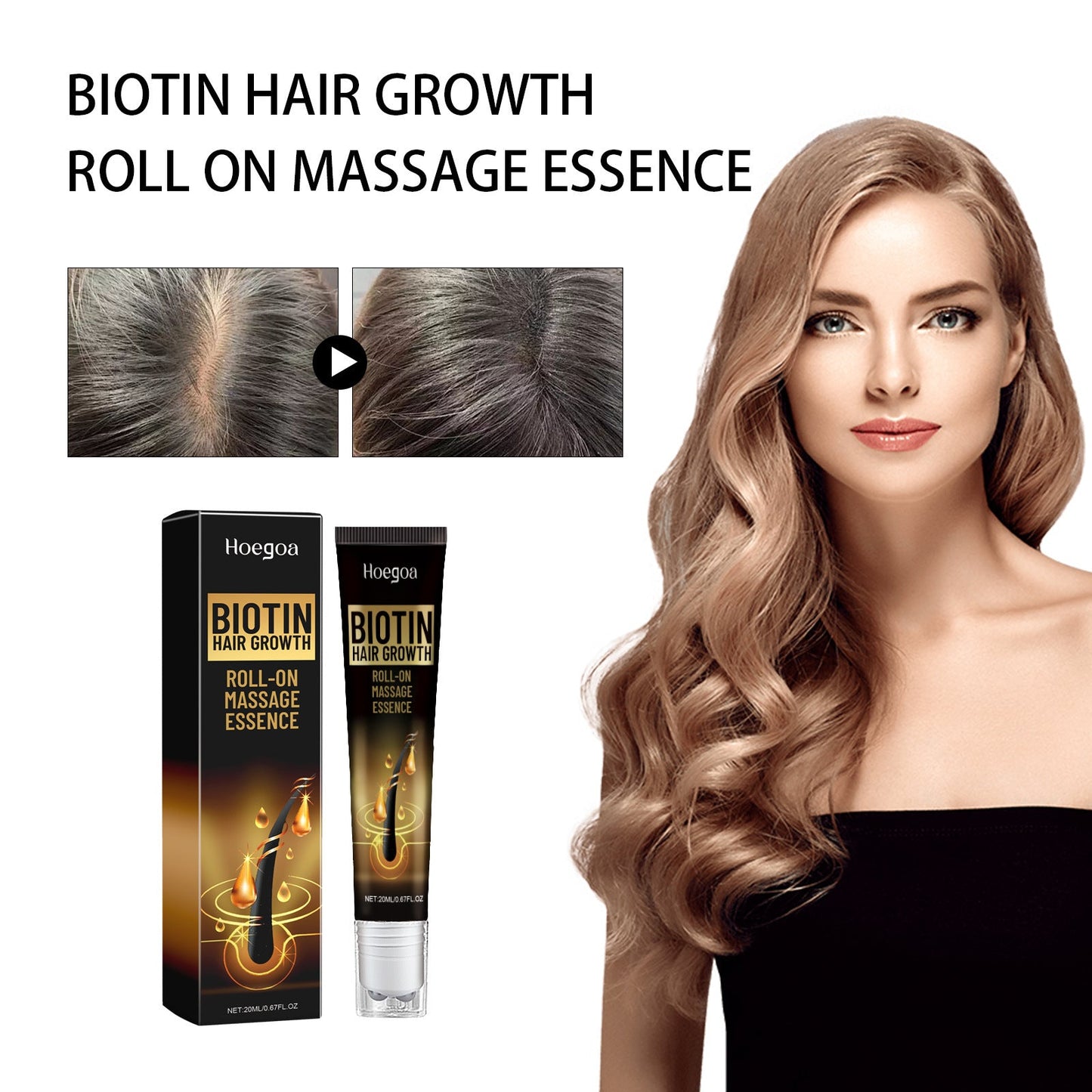 Essence Roll-On de Croissance Capillaire à la Biotine pour Nourrir les Cheveux