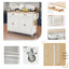 Kitchen Island Cart with Solid Wood Top and Locking Wheels 54.3 Inch Width  (White) - Korvel