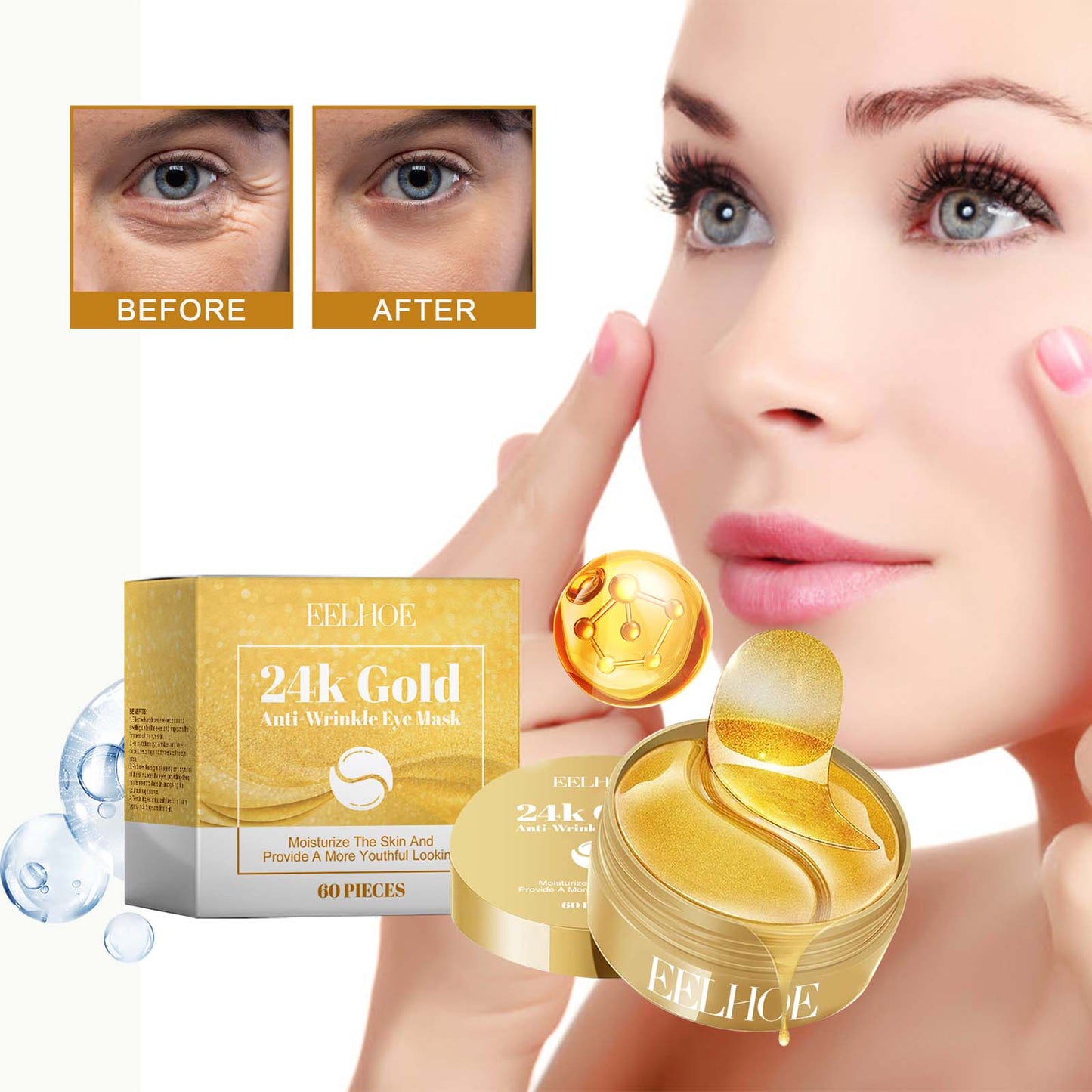 24K Gold Eye Mask for Brightening and Moisturizing