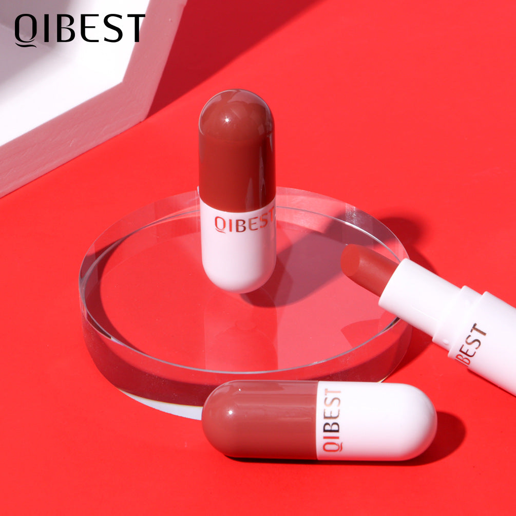 QIBEST Mini Cápsula Labial Mate de Terciopelo - Larga Duración y Resistente al Agua