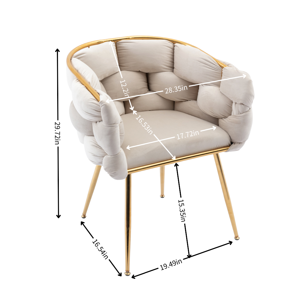 Luxury modern simple leisure velvet single sofa chair bedroom manicure table back chair beige - Korvel