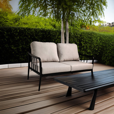 Ensemble de canapé loveseat de patio moderne en aluminium 2PC