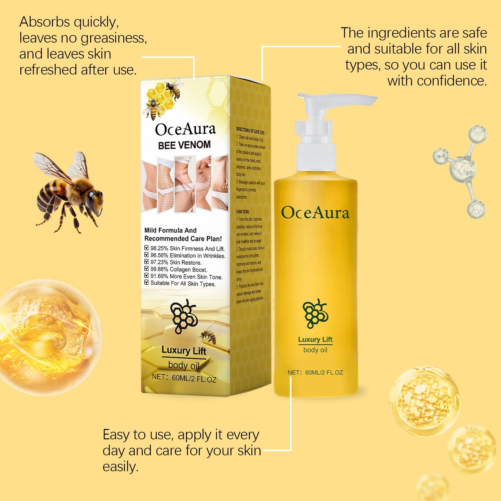 Body Skin Firming Care Oil Nourishes smooth skin Moisturizing Moisturizing Massage Body oil - Korvel