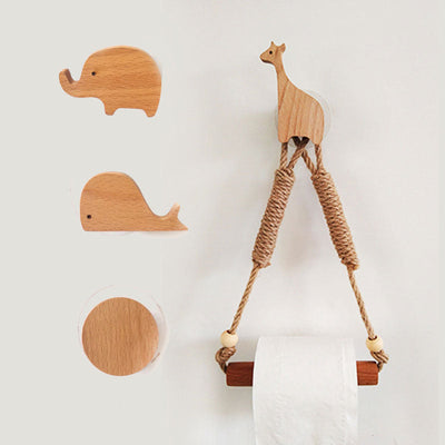 Nordic Wooden Animal Tissue Holder with Hemp Rope