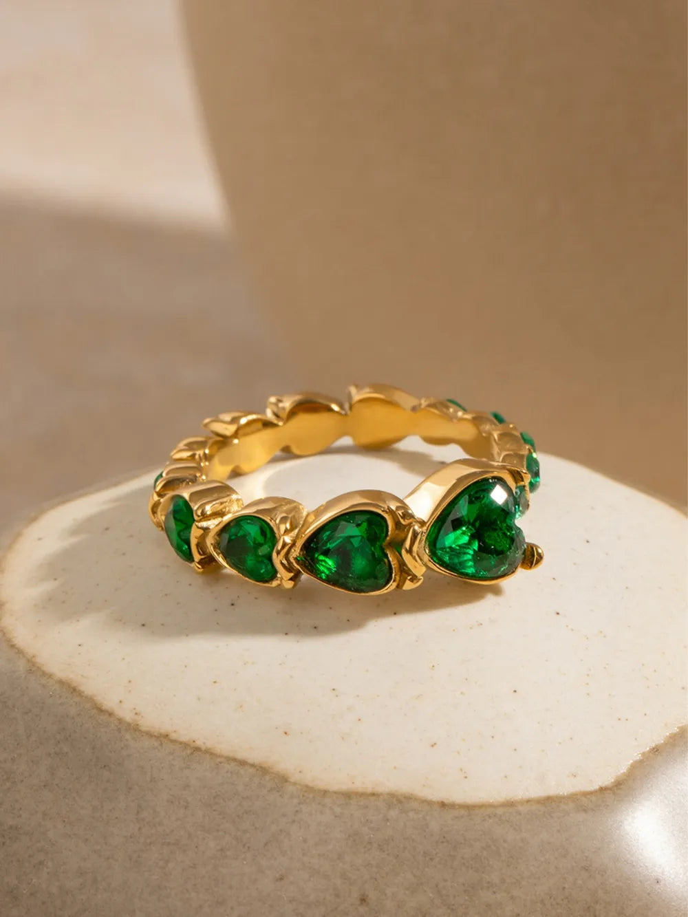 Elegant Stainless Steel Heart Rhinestone Ring