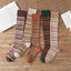 Socks Women's Middle and High Tube Calf and Knee Socks Ins Ethnic Style Net Red Style Harajuku Mori Striped Cotton Socks - Korvel