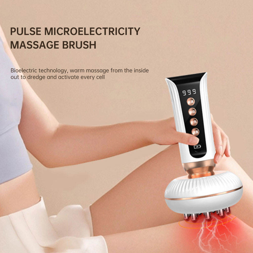 Multifunctional Electric Meridian Massage Brush EMS Heat Therapy Body Head Massager Slimming Electric Meridian Brush - Korvel