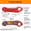 Foldable IP7 digital thermometer with dual probes: for cooking, BBQ, meat, grilling, food kitchen tools. - Korvel