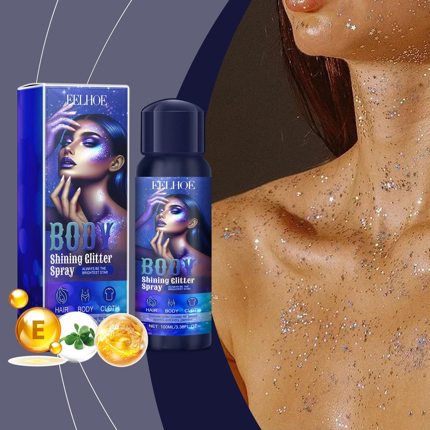 Spray de Brillo Premium con Glitter para una Piel Radiante
