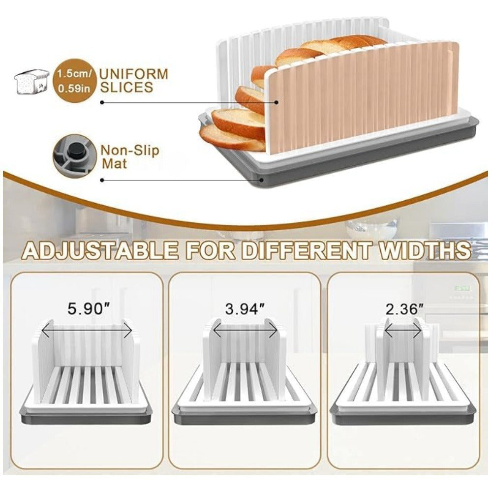 New detachable bread cutting tray Multifunctional foldable bread slicer with tray - Korvel