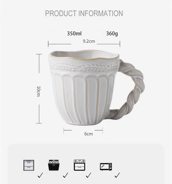 350MLCreative personality mug breakfast cereal milk cute ceramic cup daily household large-capacity insulated coffee oatmeal cup - Korvel