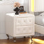 Elegant PU bedside table with 2 drawers and crystal handles, storage with metal legs - white - Korvel