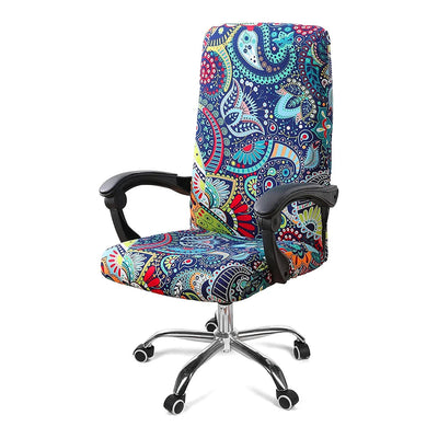 Stretch Printed Computer Office Chair Covers Soft Fit Universal Desk Rotating Slipcovers Removable Washable Anti-Dust Spandex - Korvel