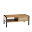 40.16" Rattan Coffee table, sliding door for storage, metal legs, Modern table for living room , natural - Korvel