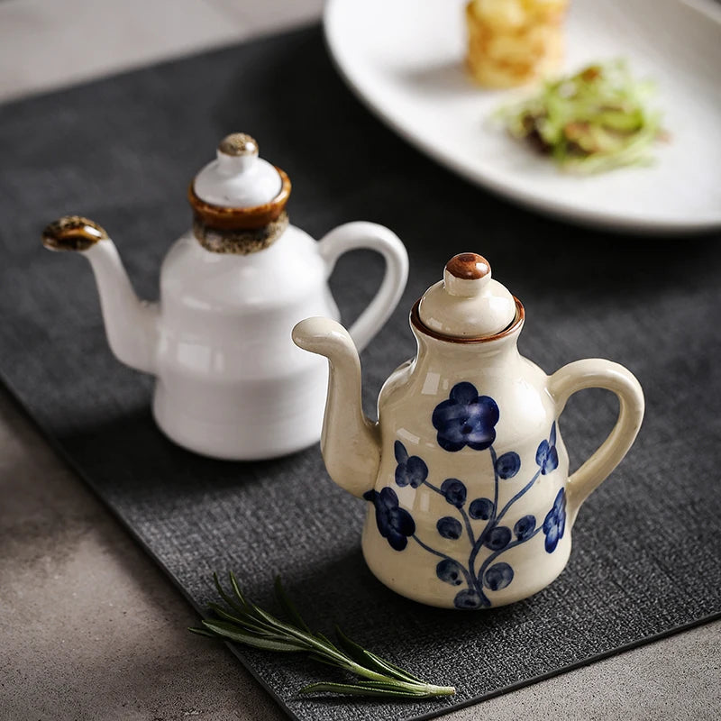 Ceramic Blue and White Kuibai Oil and Vinegar Dispenser