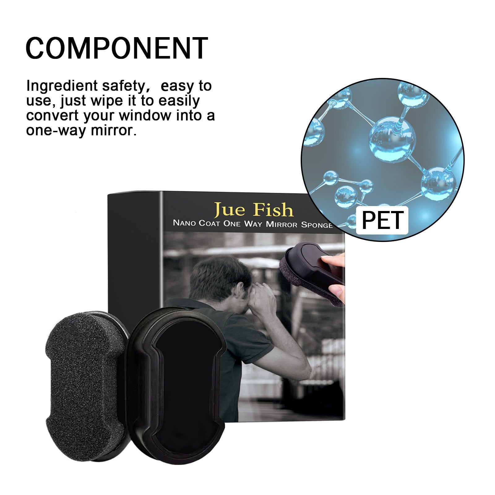 Nano Coat One Way Mirror Sponge, Car Windshield Bathroom Office Floor-To-Ceiling Window Glass Nanosponge Wipe - Korvel