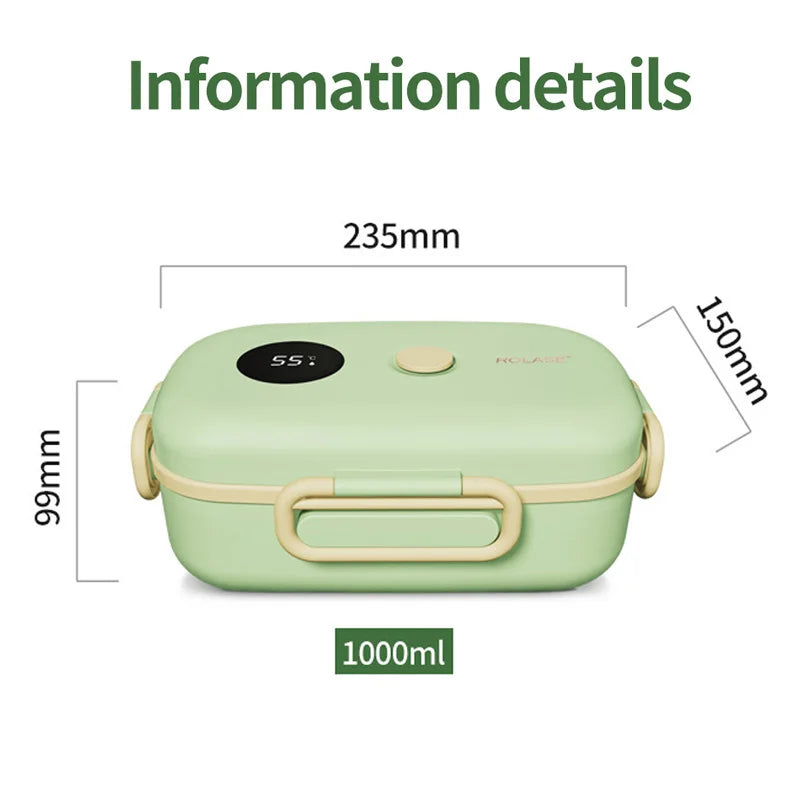 New Smart LCD Temperature Digital Display Insulated Lunch Box Portable Electric Lunch Box Lunch Box Suitable for Outdoor Travel - Korvel