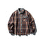 Color blocked denim patchwork brushed plaid shirt for men and women - Korvel