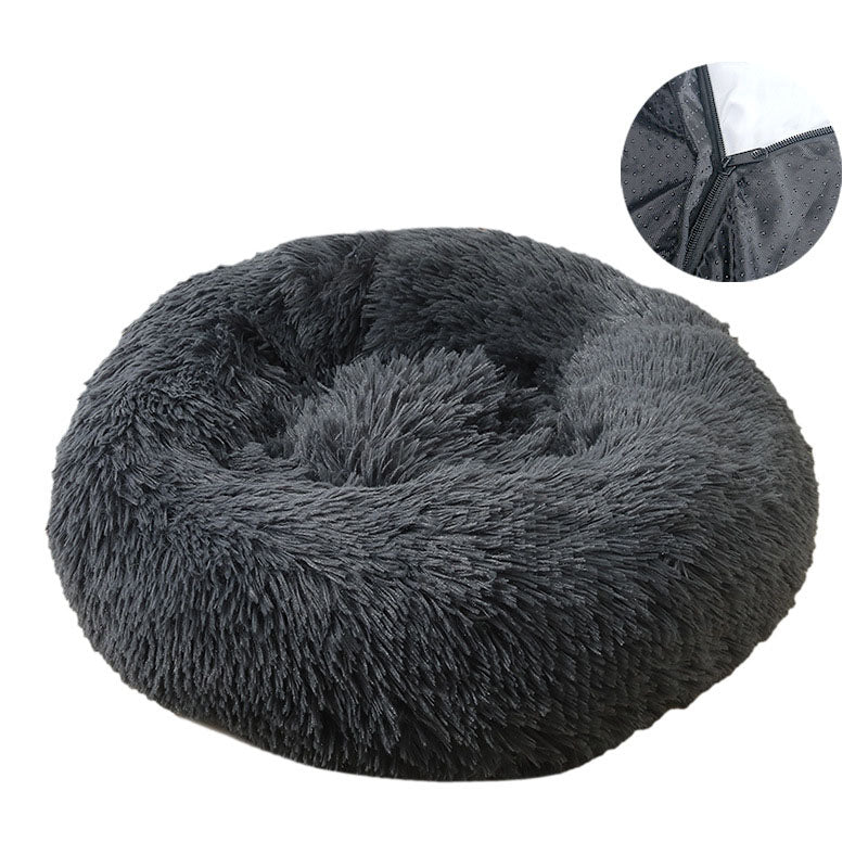 Dog bed, removable and washable round plush pet bed, cat bed, warm pet supplies, dog bed, pet bed, pet mat - Korvel