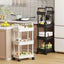 White rolling storage cart. Multifunctional, open shelves for books, ideal for kitchen & bedroom storage - Korvel