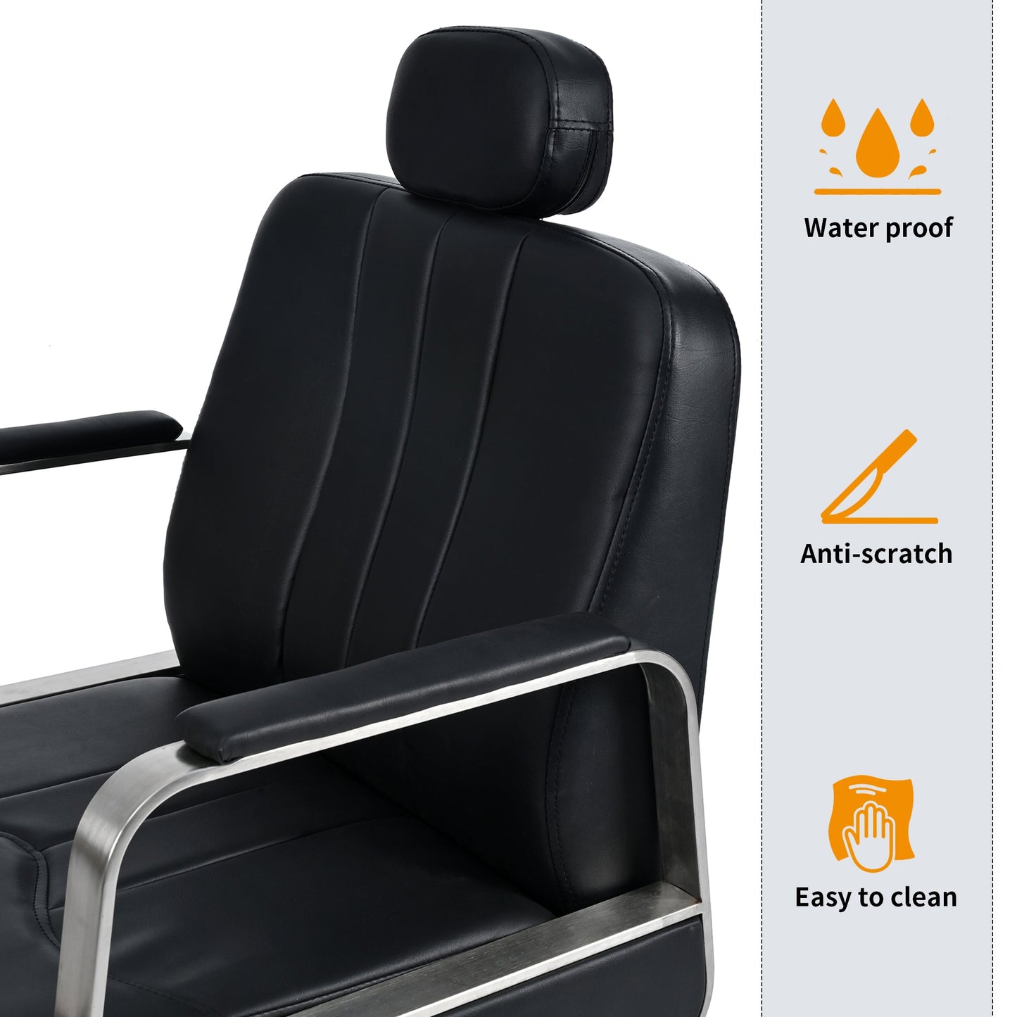 Premium Reclining barber Chair Salon Chair for Hair Stylist with Heavy Duty Hydraulic Pump, 360° Rotation  Black - Korvel
