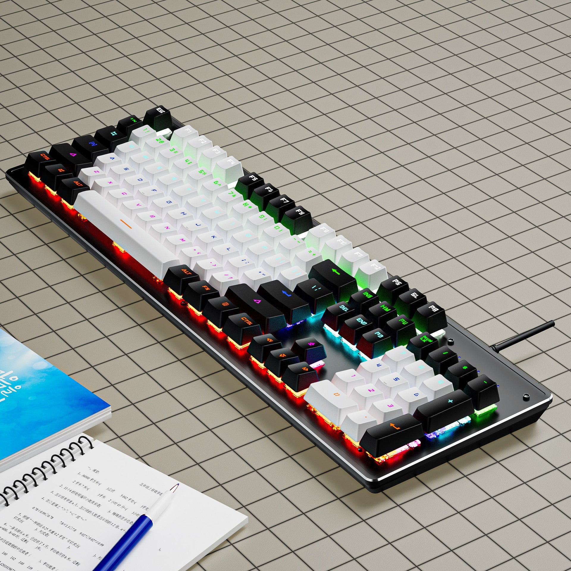 K880 wired mechanical keyboard customized hot swappable office computer 104 key e-sports game - Korvel
