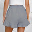 Women's cotton and linen shorts with ruffled edges and drawstring casual pants for women - Korvel
