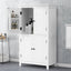 Bathroom floor storage cabinet, bathroom storage unit, 4-door independent cabinet, adjustable shelf, adaptive shelf, white - Korvel