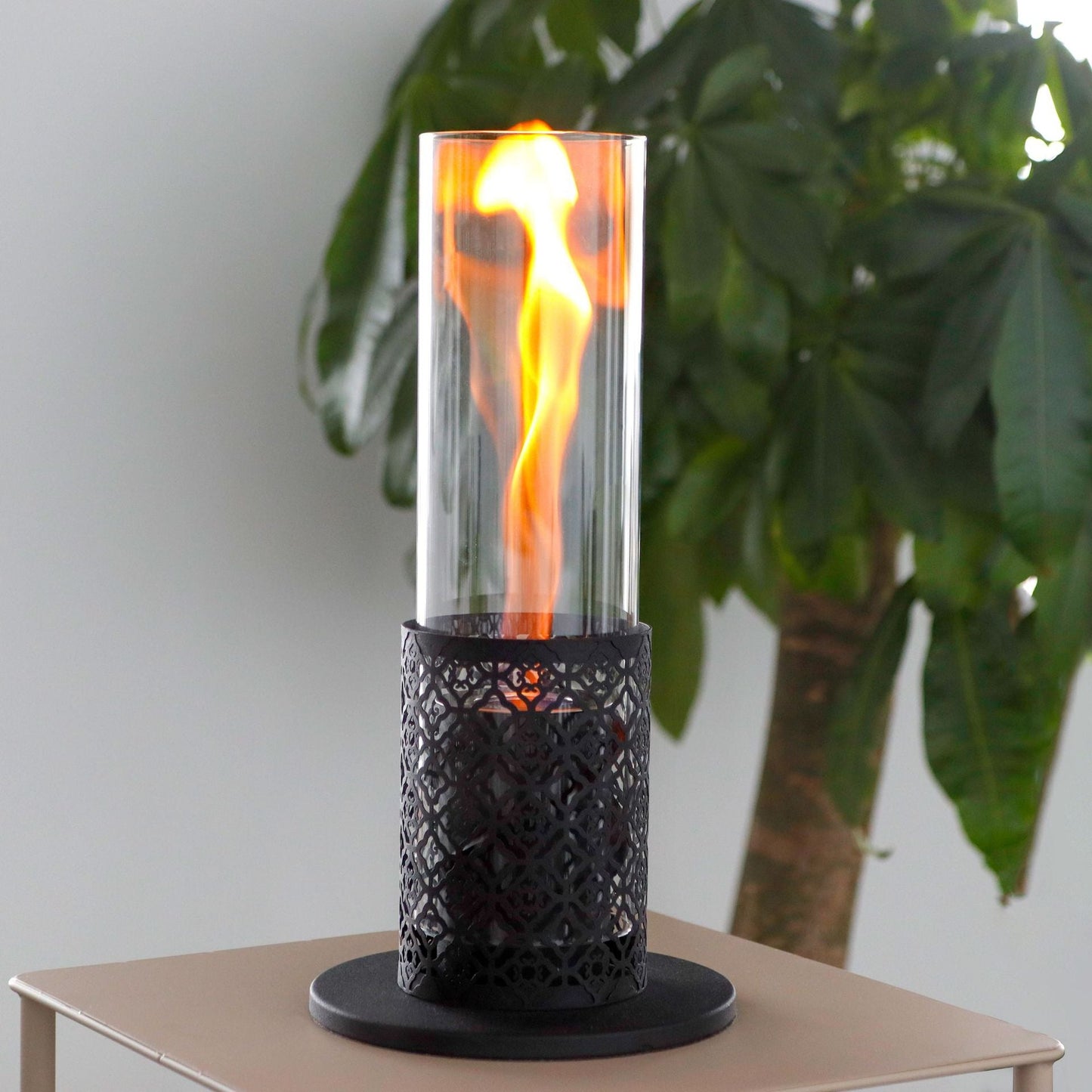 Fireplace circular small plug-in torch hurricane flame long glass tube alcohol lamp - Korvel