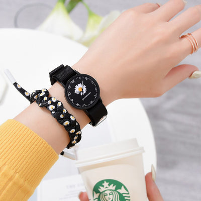 Reloj de Pulsera de Nylon Floral Daisy para Mujeres - Reloj de Cuarzo Casual