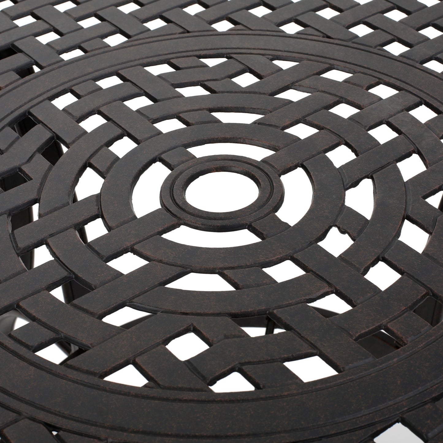 Outdoor Cast Aluminum Circular Dining Table in Bronze