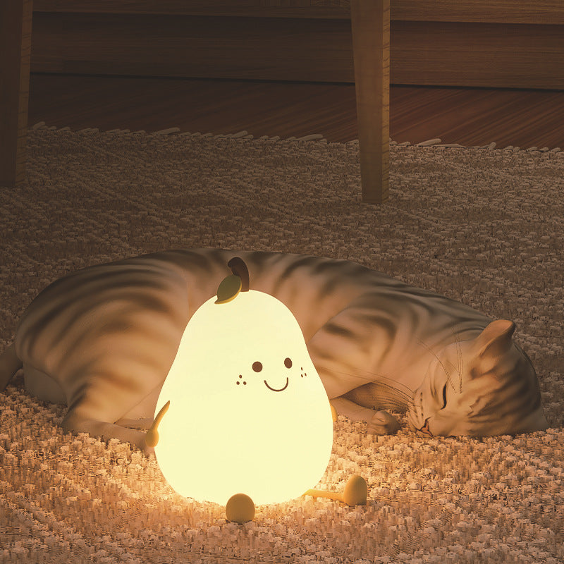 Creative Colorful Pear Duck Pear Night Light Pear Night Light Couple Gift Silicone Cute Night Light Sleeping Night Light - Korvel