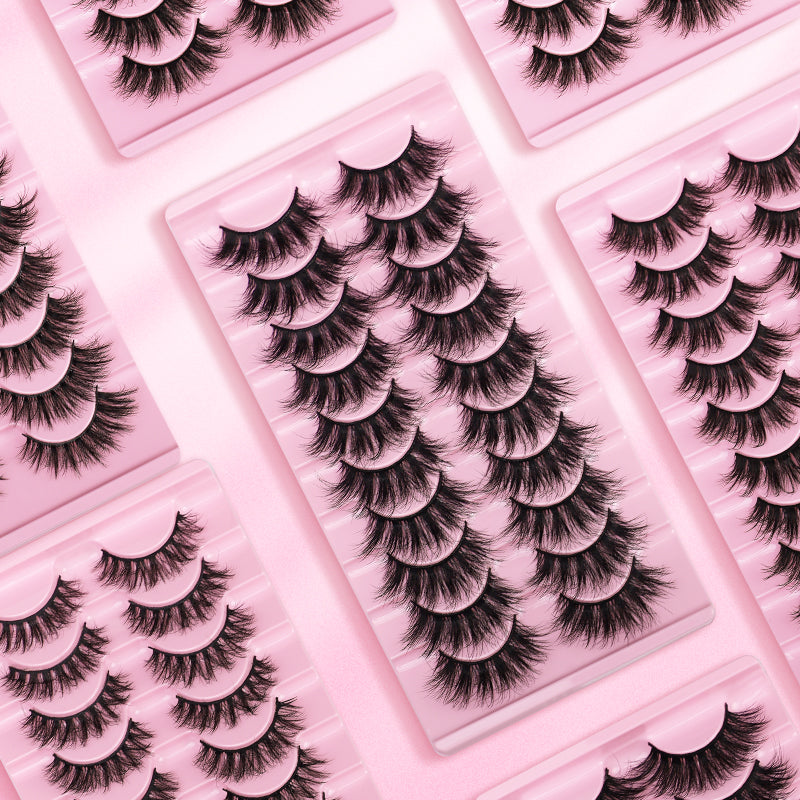 10 Pairs Of Messy Thick Imitation Mink Hair False Eyelashes 3D Stereo Realistic European And American Fried Hair False Eyelashes - Korvel